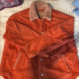 Pilcro coral shacket, Sherpa interior. So great for spring/fall.